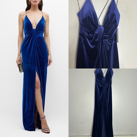 Aidan By Aidan Mattox Twist Front Velvet Gown size 6 women new with tags maxi - Picture 1 of 7